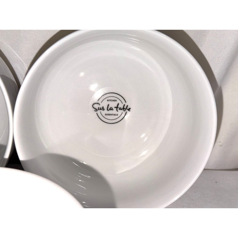 Sur La Table Fine Ceramic Cereal Bowls Set of 3 5.75" White With A Black Rim - Picture 3 of 6